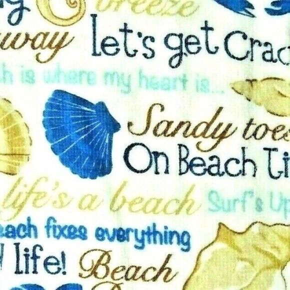 Ritz Nautical Sea Life Beach Kitchen Towels Cotton Sea Horse Shells Crab 2-Pc - Picture 2 of 2